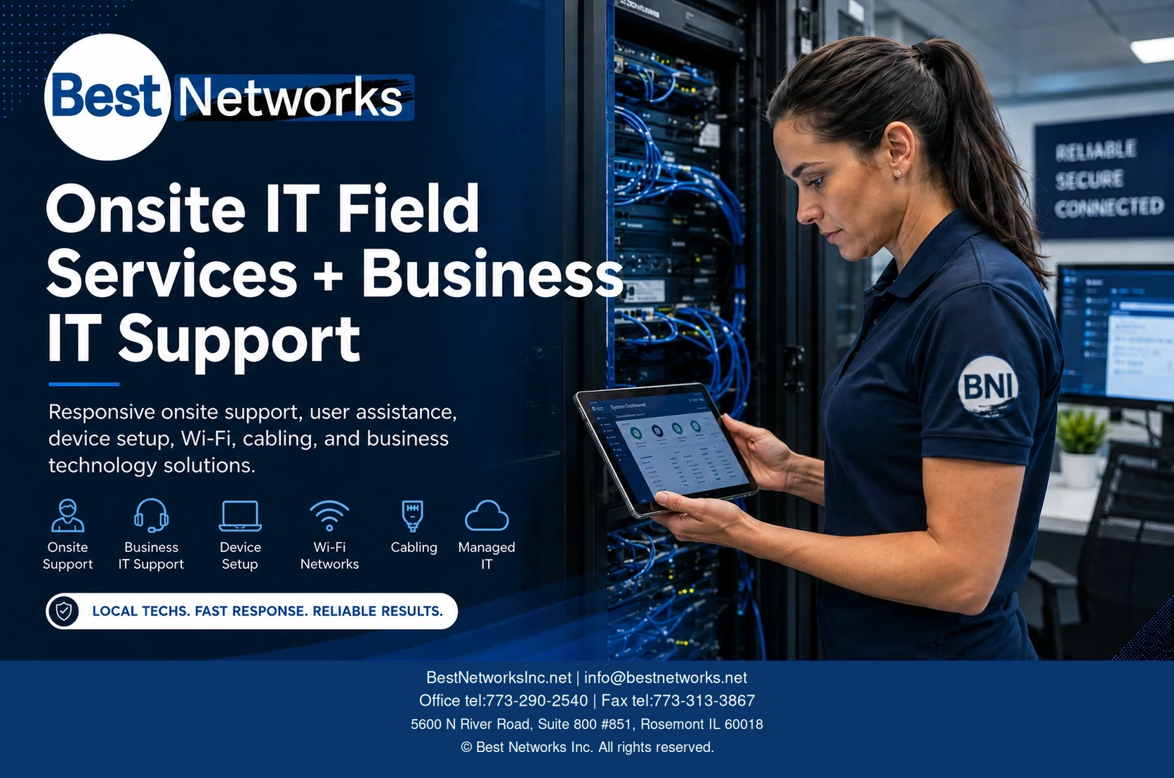 Best Networks field technicians and onsite support